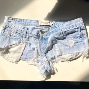 Vintage Abercrombie and fitch jean shorts, torn in all the right places.